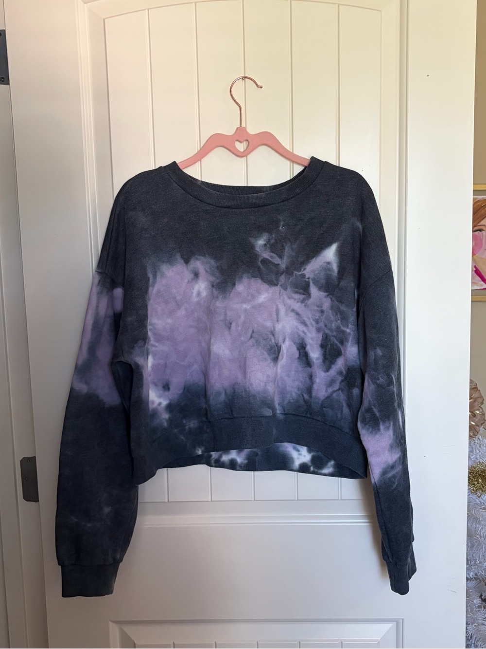 black and purple tie dye sweatshirt